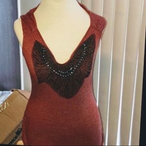 Wet Seal Rust sleeveless Beaded Blouse